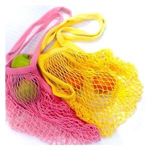 GUUD: Set of‎ 2 Colorful Net Mesh Produce Market Tote Bags 100% Cotton OS (NWT)
